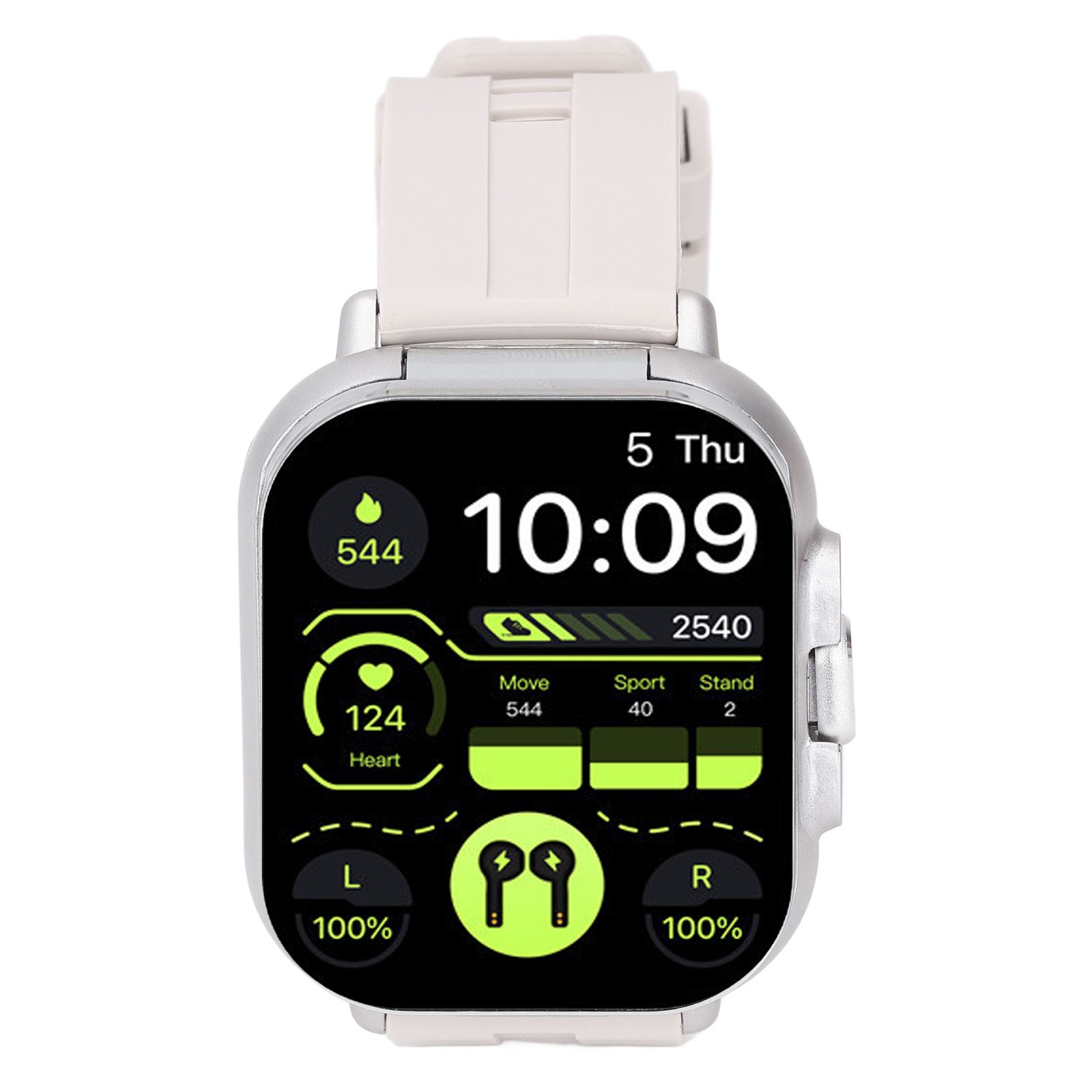 2 In 1 Smart Watch With Earbuds 2.01 Inch HD Touch Screen Bluetooth Call Fi XYJM