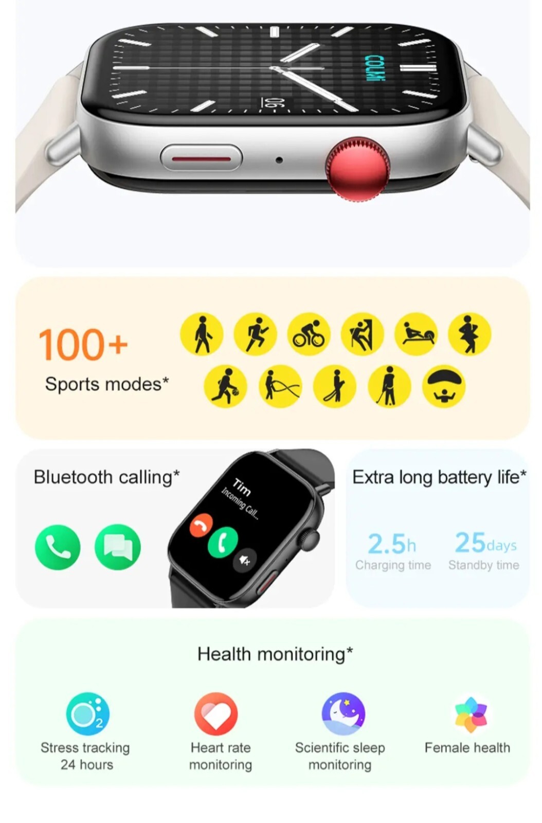 C8 max Smart Watch Fitness Watch Activity Tracker (Black)