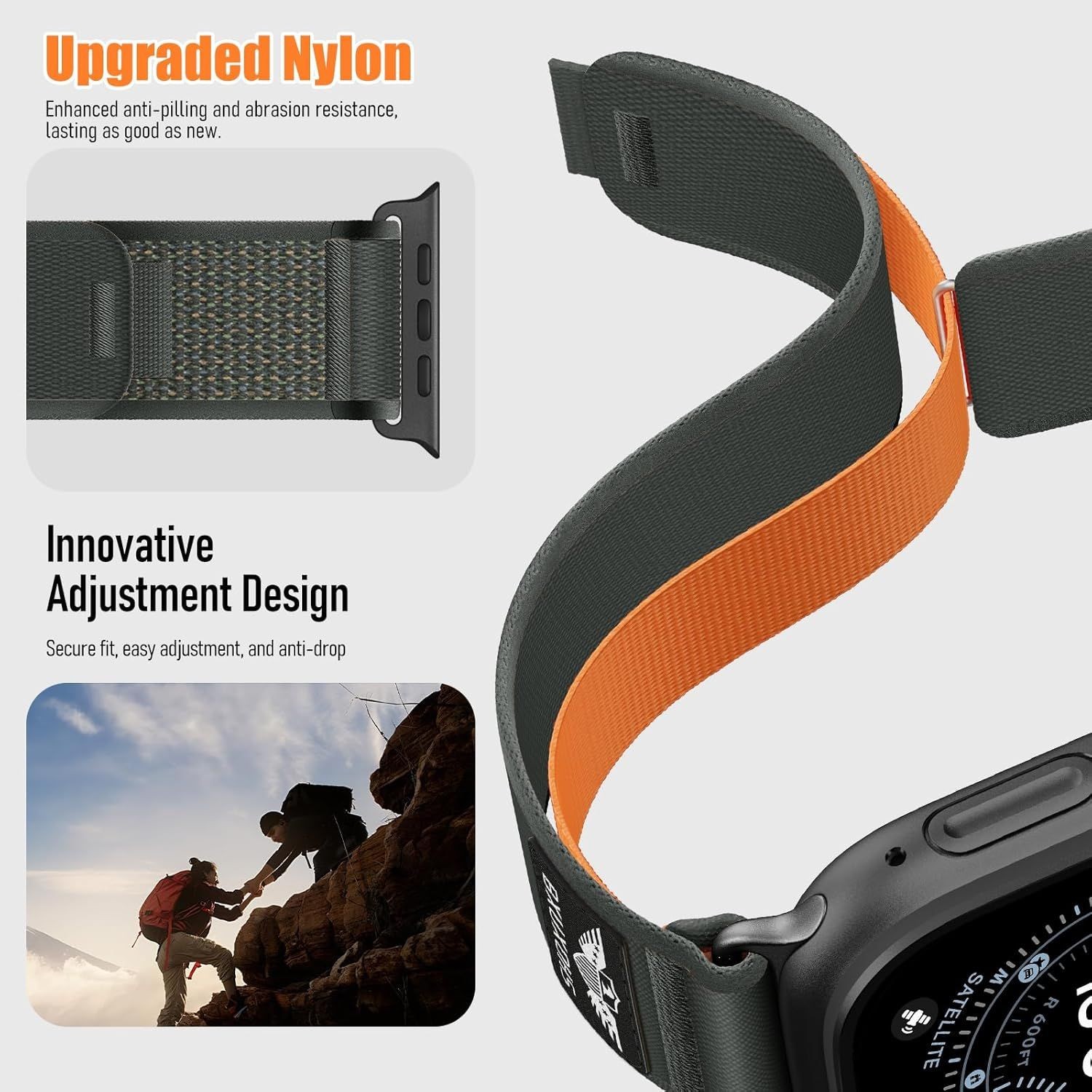Nylon Strap Compatible with Apple Watch Ultra 3 2 Series 44mm Soft Breathable