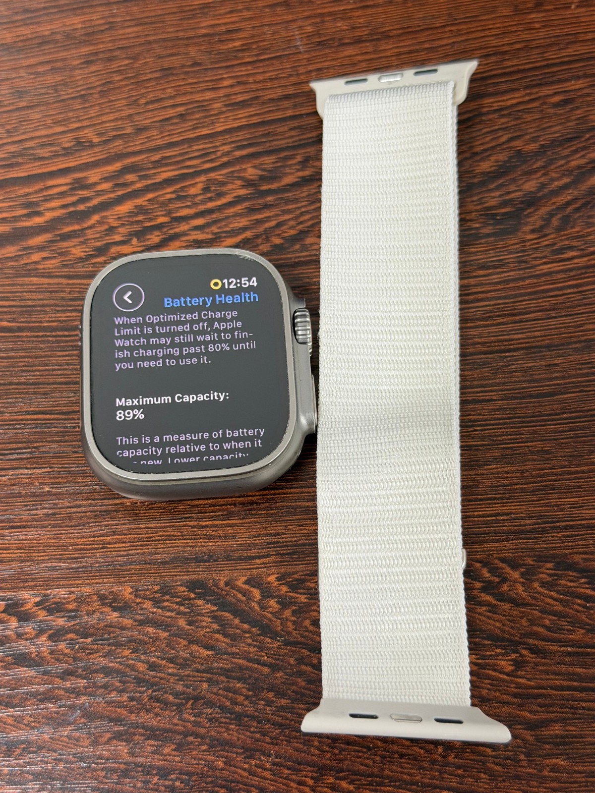 Apple Watch Ultra 49mm Titanium Case New White Trail Loop Excellent Cond 89% Bat