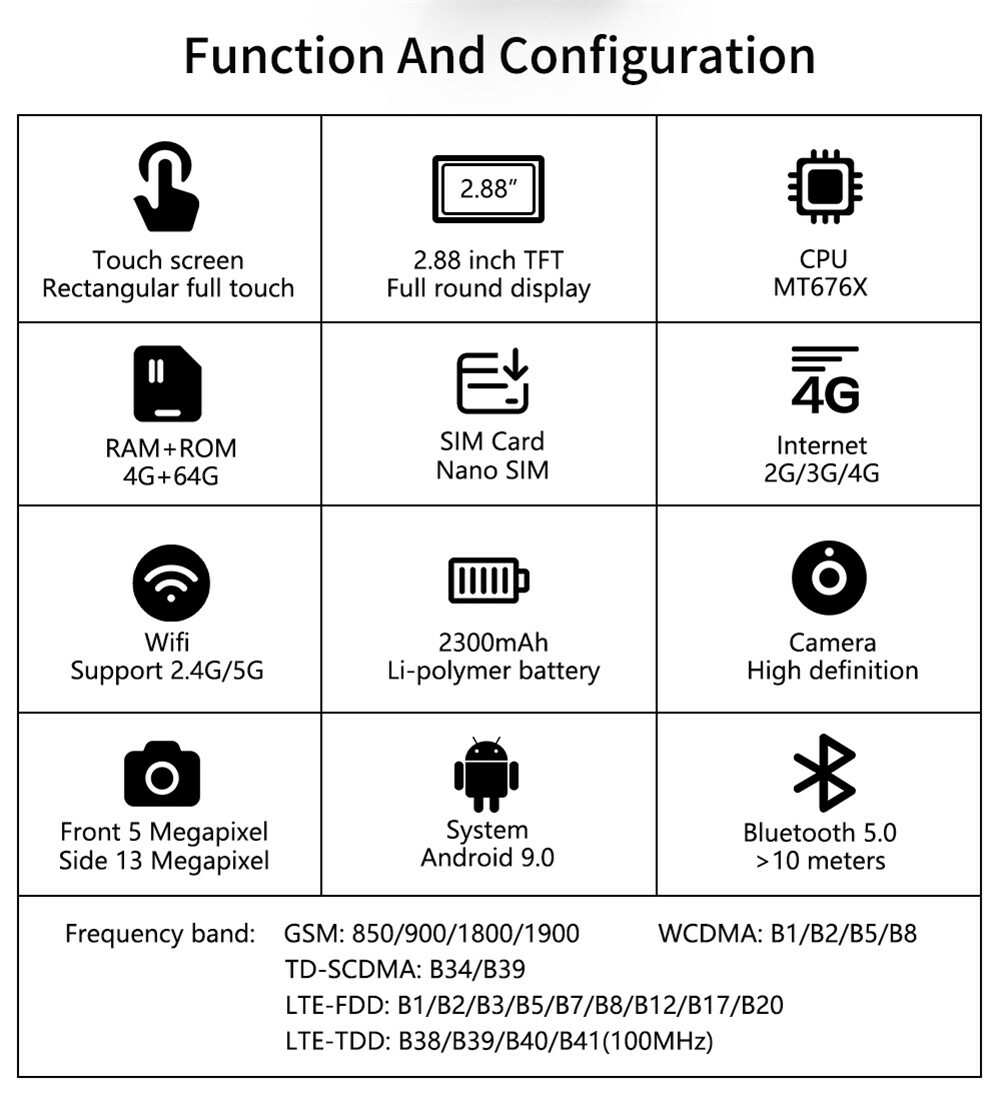 4G Smart Watch 2.88 Inch Large Screen Camera Bluetooth Music Video Calling
