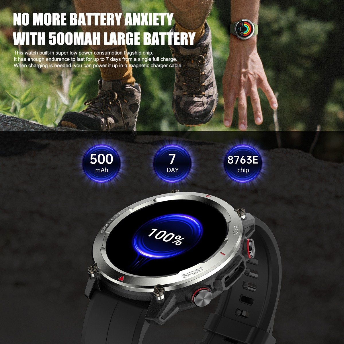 FT53 Smartwatch IP68 1.43″ AMOLED HR 30m Waterproof BT Call for Android/iOS