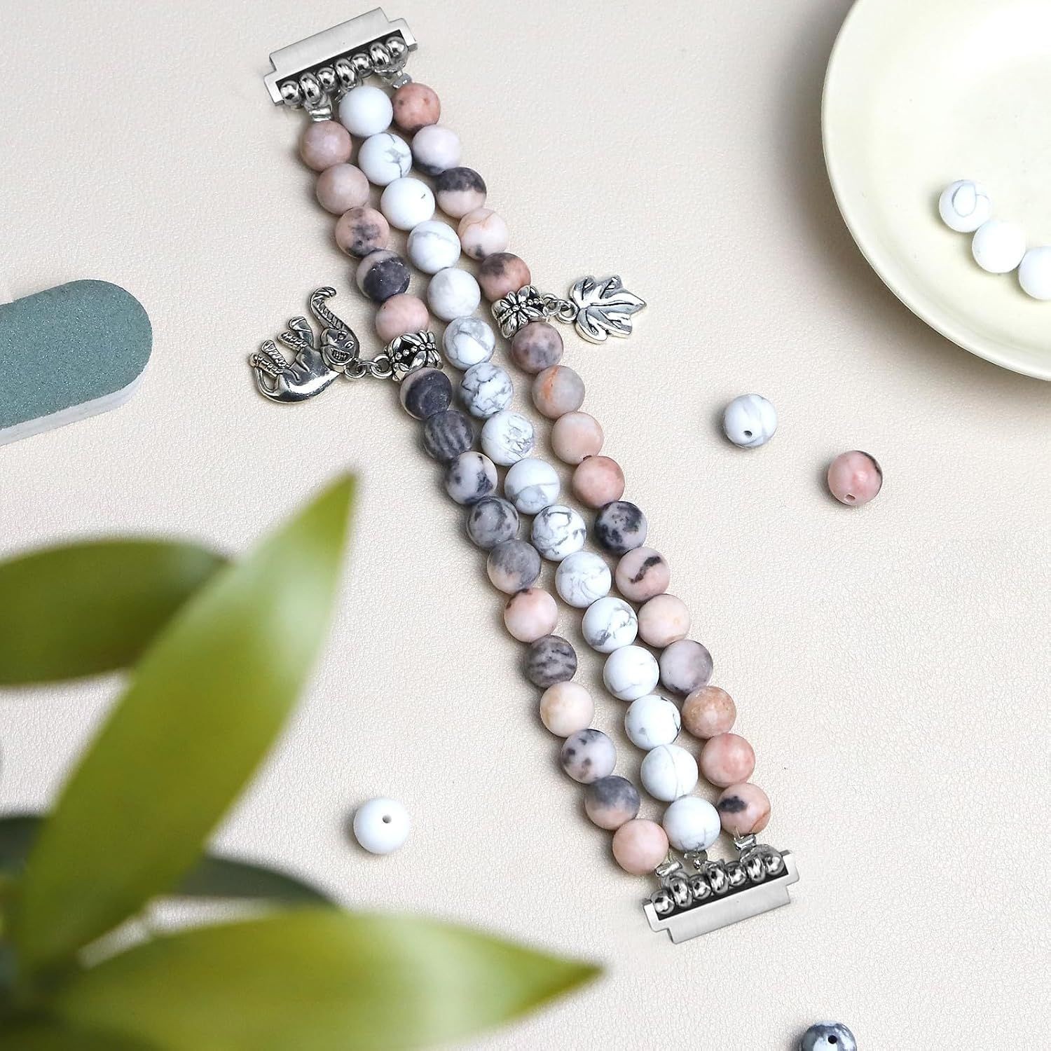 Natural Stone Beaded Strap Compatible with Samsung Galaxy Watch 40mm 44mm
