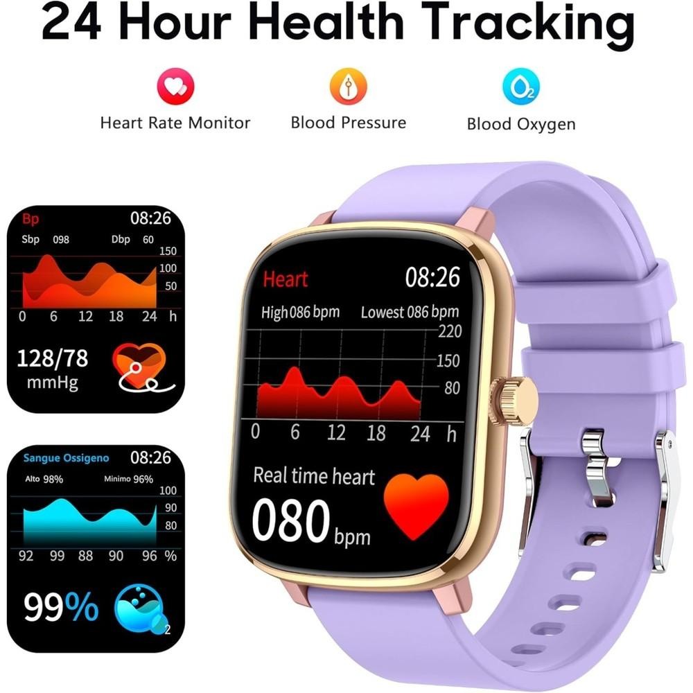 1.69”Smart Watch with Heart Rate, Blood Pressure, Blood Oxygen & Sleep Monitor