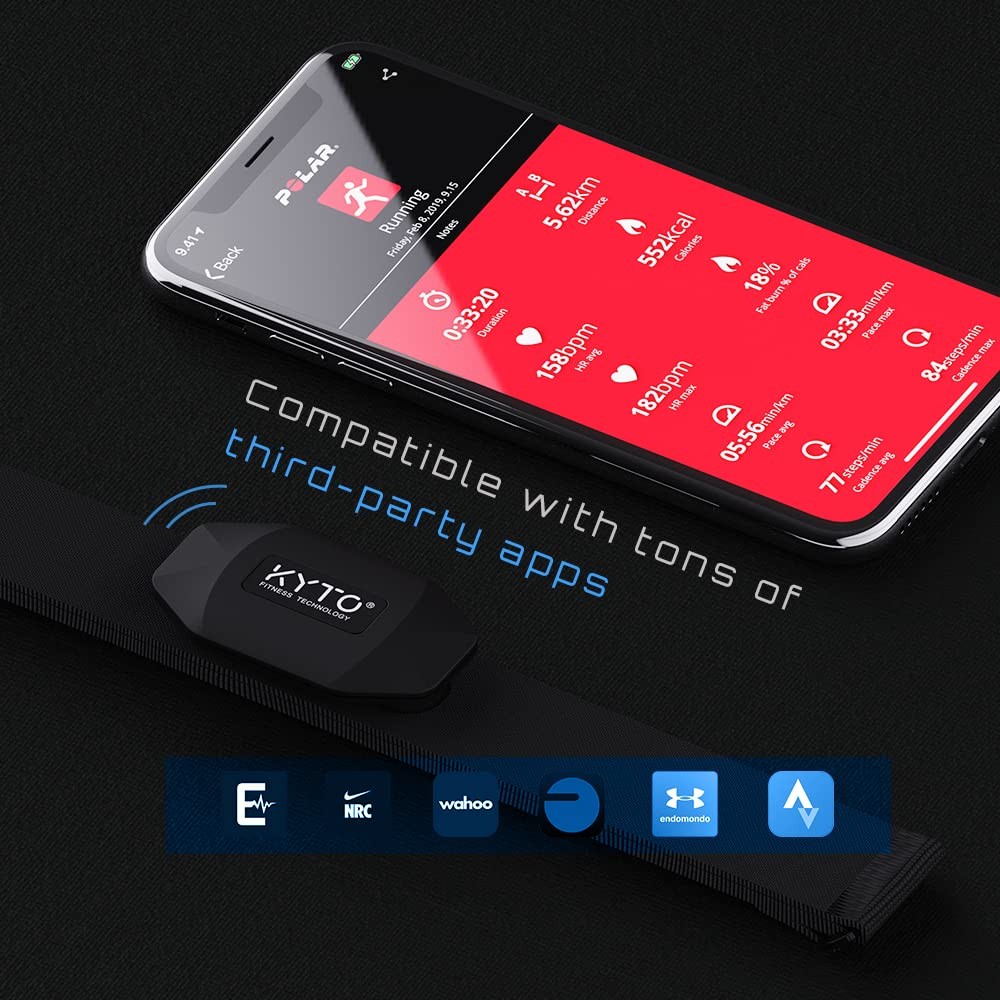 Heart Rate Monitor Chest Strap, ANT+/ Bluetooth, Compatible with iOS/Android …