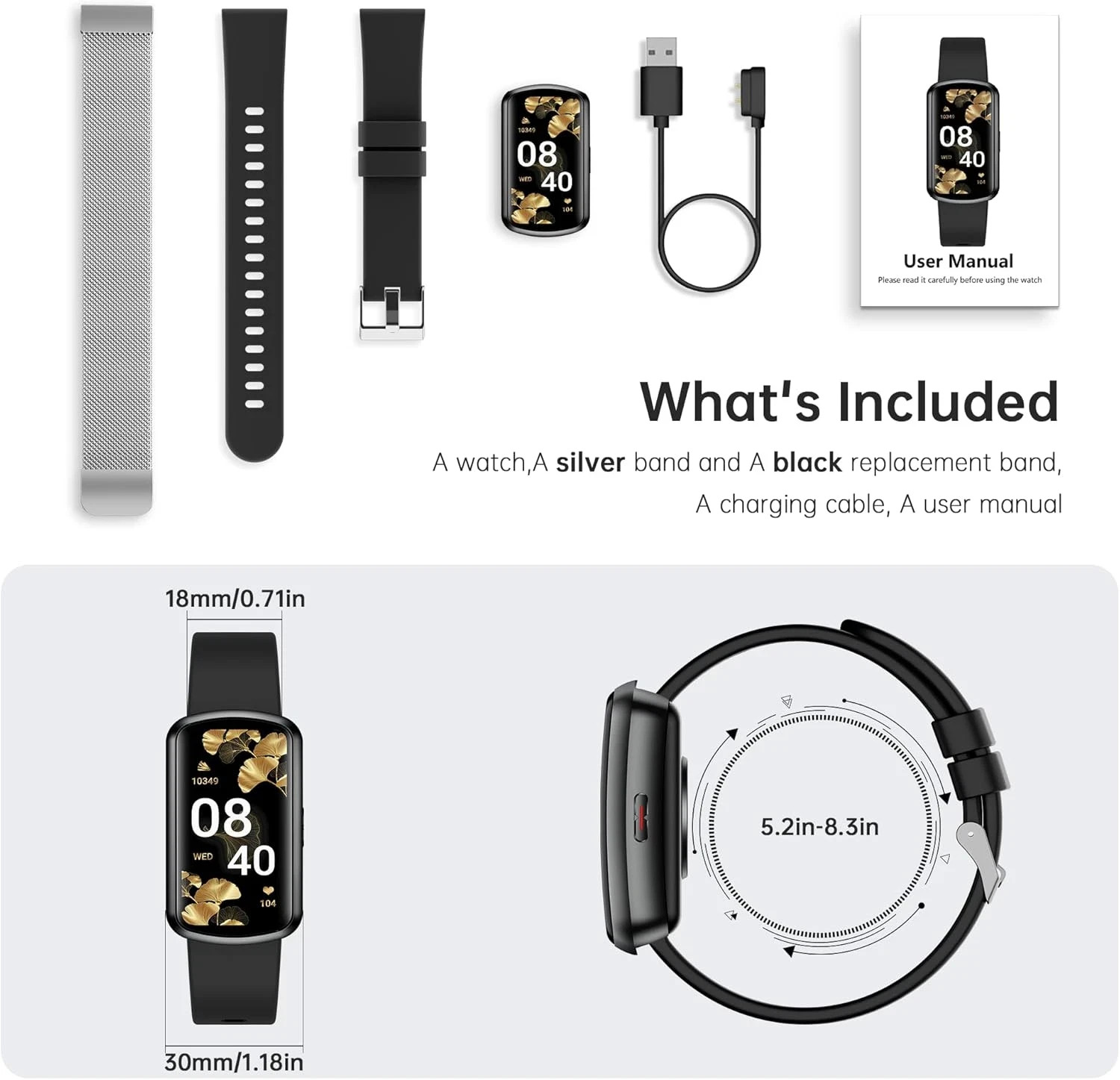Best Budget Fitness Tracker/Smart Watch, HR, BP, Blood Ox, Sleep, Menstrual, New