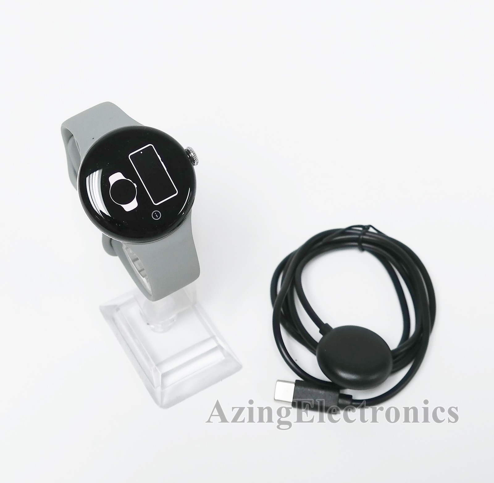 Google Pixel Watch 2 Wi-Fi 41mm Silver Aluminum / Gray Band GA05032-US L Size