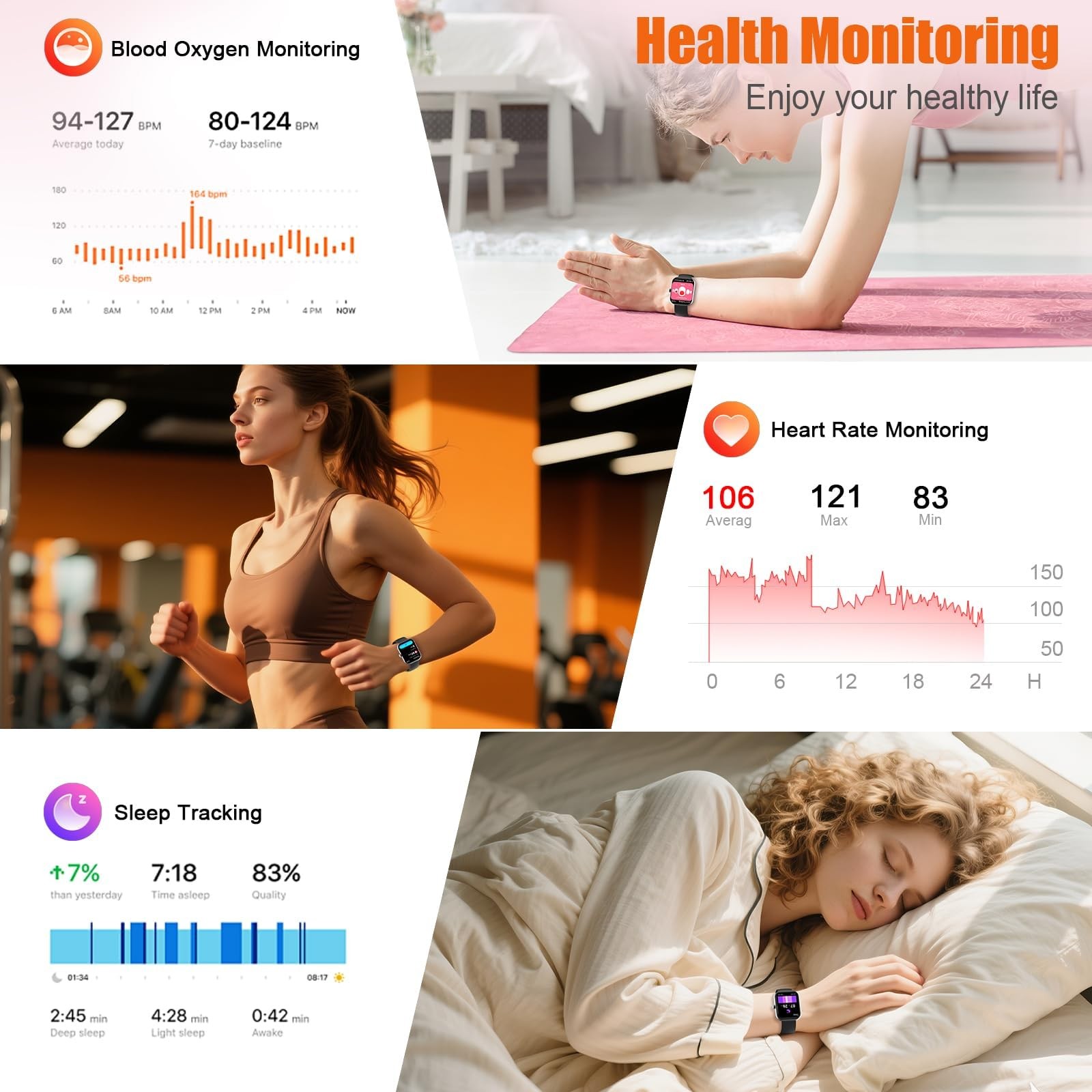 Smart Watch for Men Women (Answer/Make Call), 1.83″ HD Touchscreen Fitness Tr…