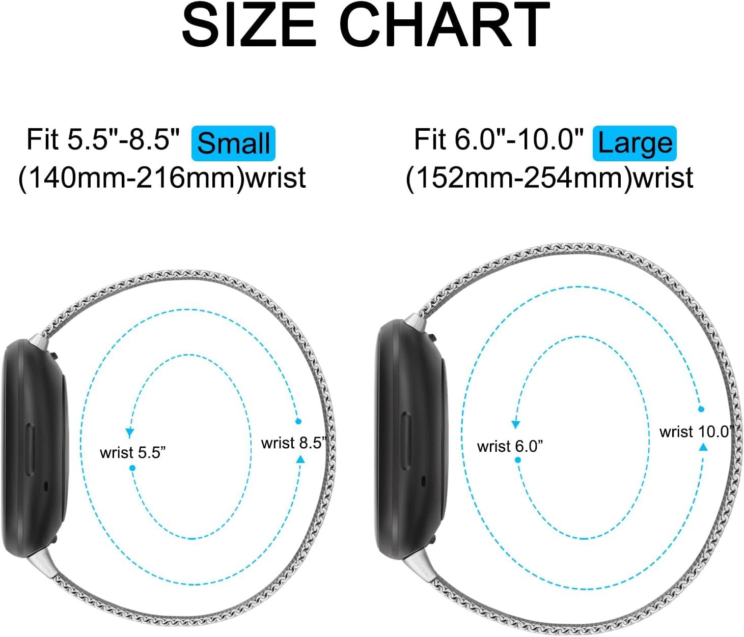 Metal Band for Fitbit Sense 2 / Versa 4, Stainless Steel Mesh Loop Strap