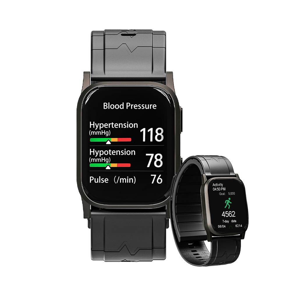 Grey Metal Blood Pressure & health matrix Smartwatch, FDA 510(k) Cleared,