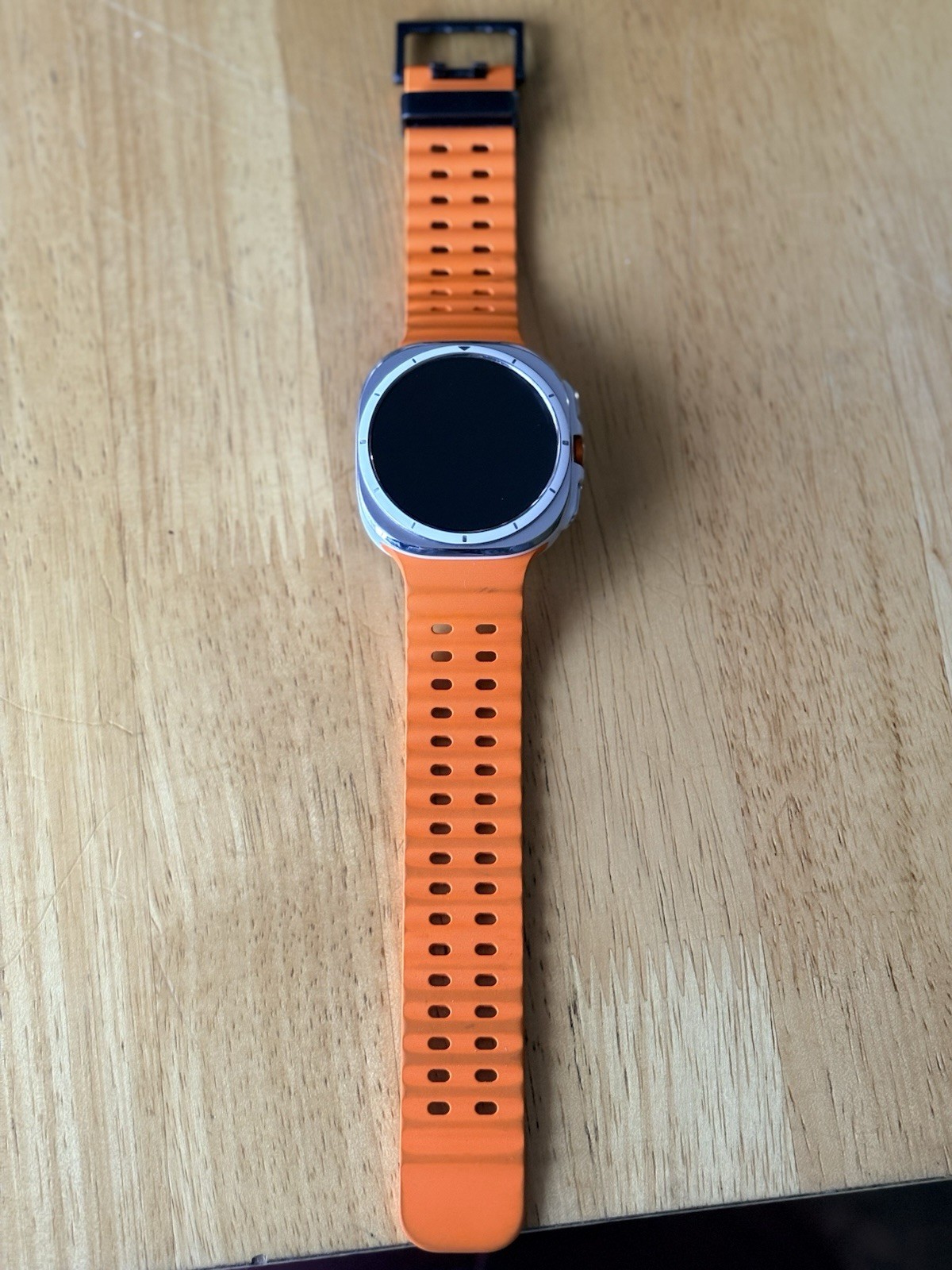 Orange Silicone Band Silver Aluminum Case Smart Watch