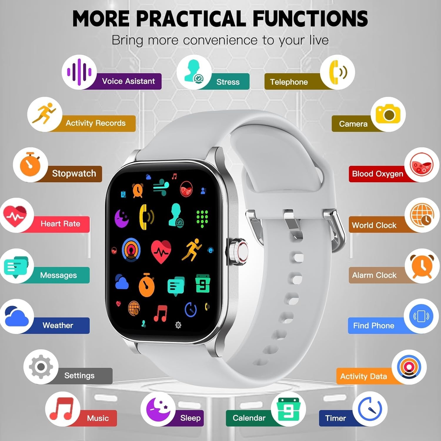 2.01” HD Smartwatch with Bluetooth Call – Health & Fitness Tracker for Adults