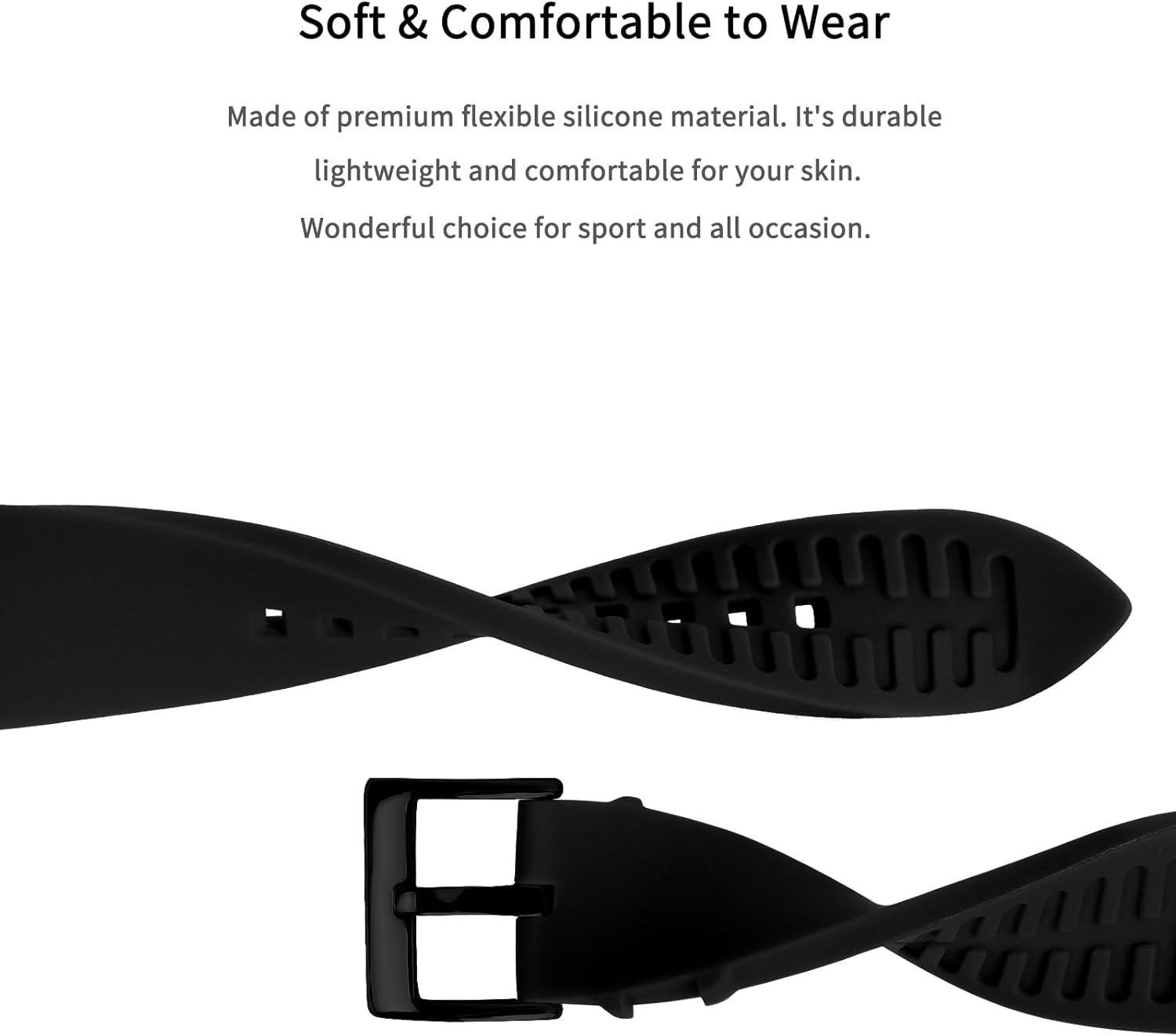 Strap Only For Smart Watch 18mm 19mm 20mm 21mm 22mm 24mm Silicone Waterproof
