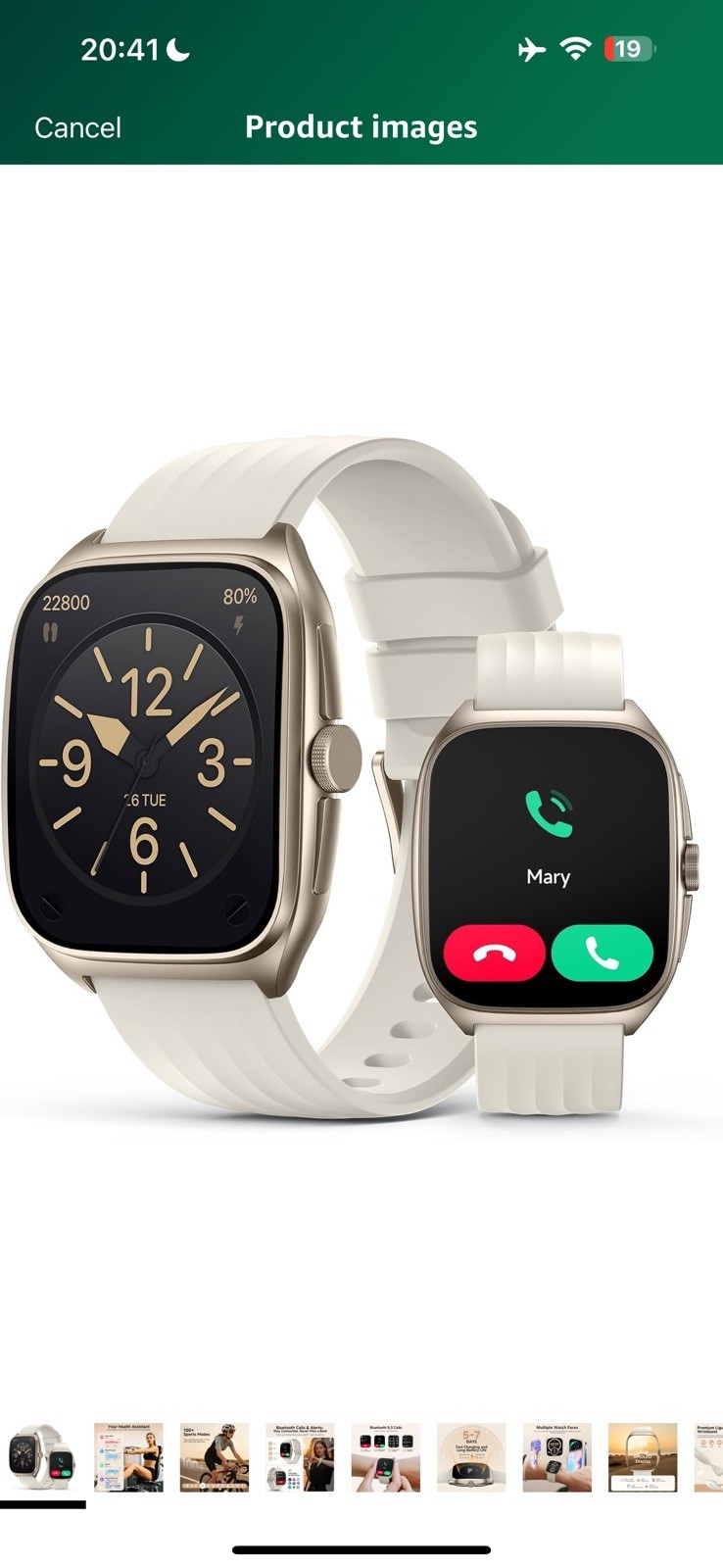 SOUYIE Smart Watch SOS Alert, 1.85″ Fitness Tracker 100+ Sports Modes Heart Rate