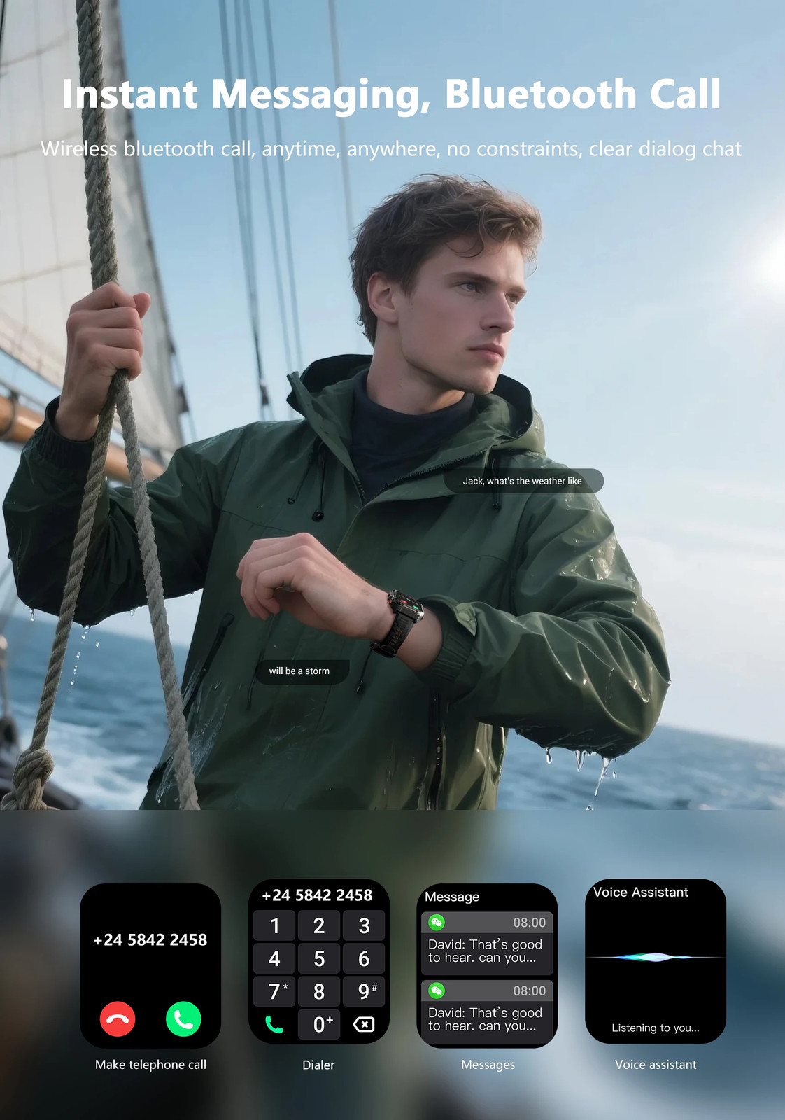 W80 PRO Outdoor Smart Watch with GPS, 1.91” Display, Health Monitor
