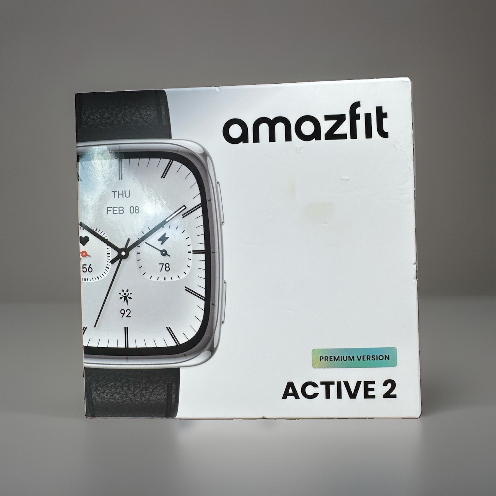 NEW Amazfit Active 2 Square Smartwatch (Premium Version) w/ Black Leather Band