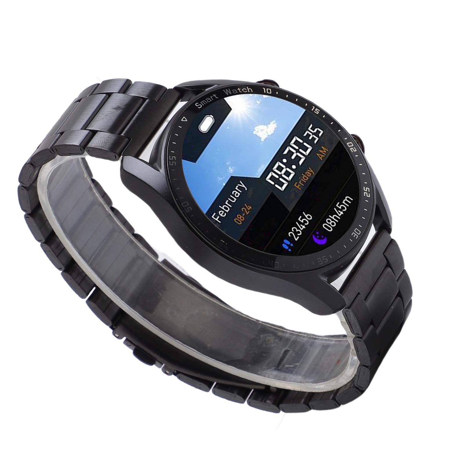 1.5in Full Touch Smartwatch Metal Strap Bluetooth Sports Watch For Daily Use