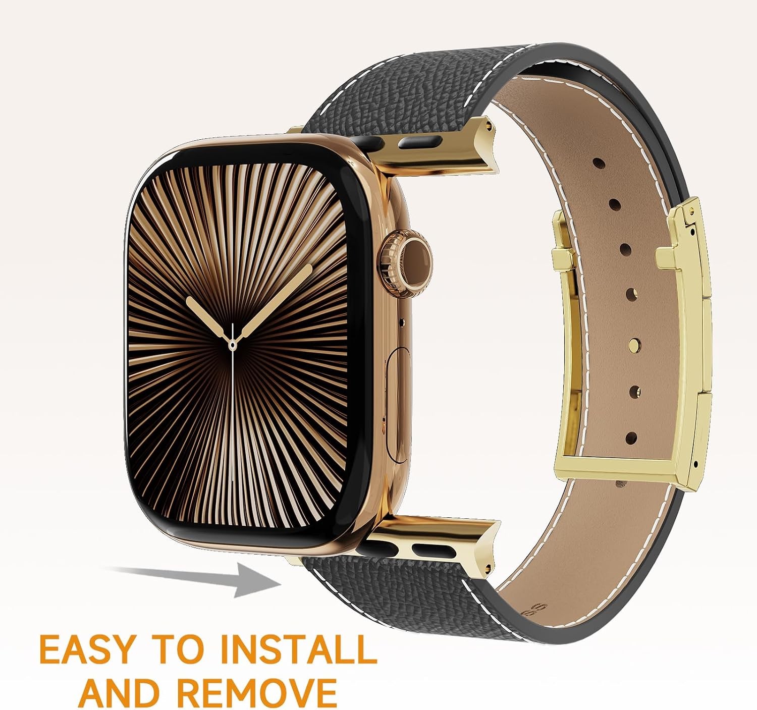 Designer Leather Band for Apple Watch 49mm 44mm with Magnetic Buckle Replacement