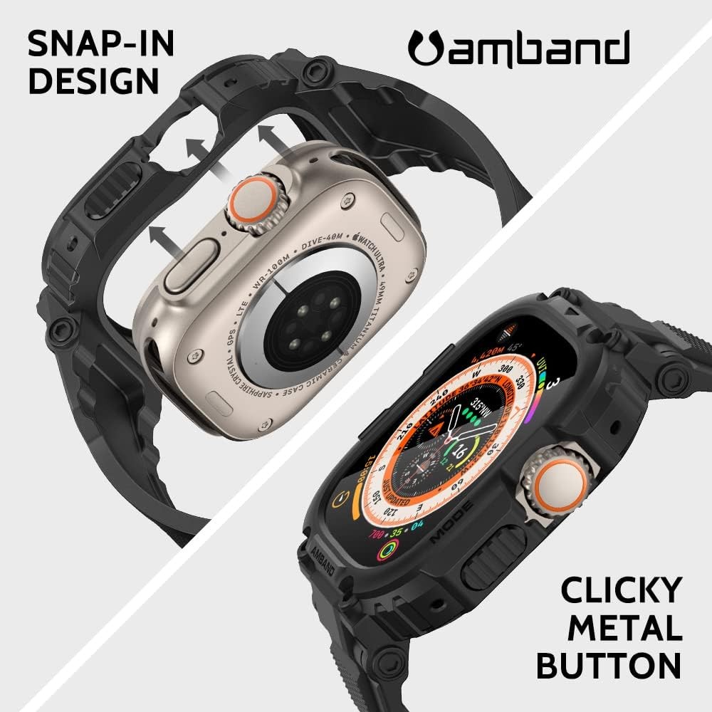 Heavy Duty Tactical Strap Compatible with Apple Watch Ultra 49mm – Black Gold