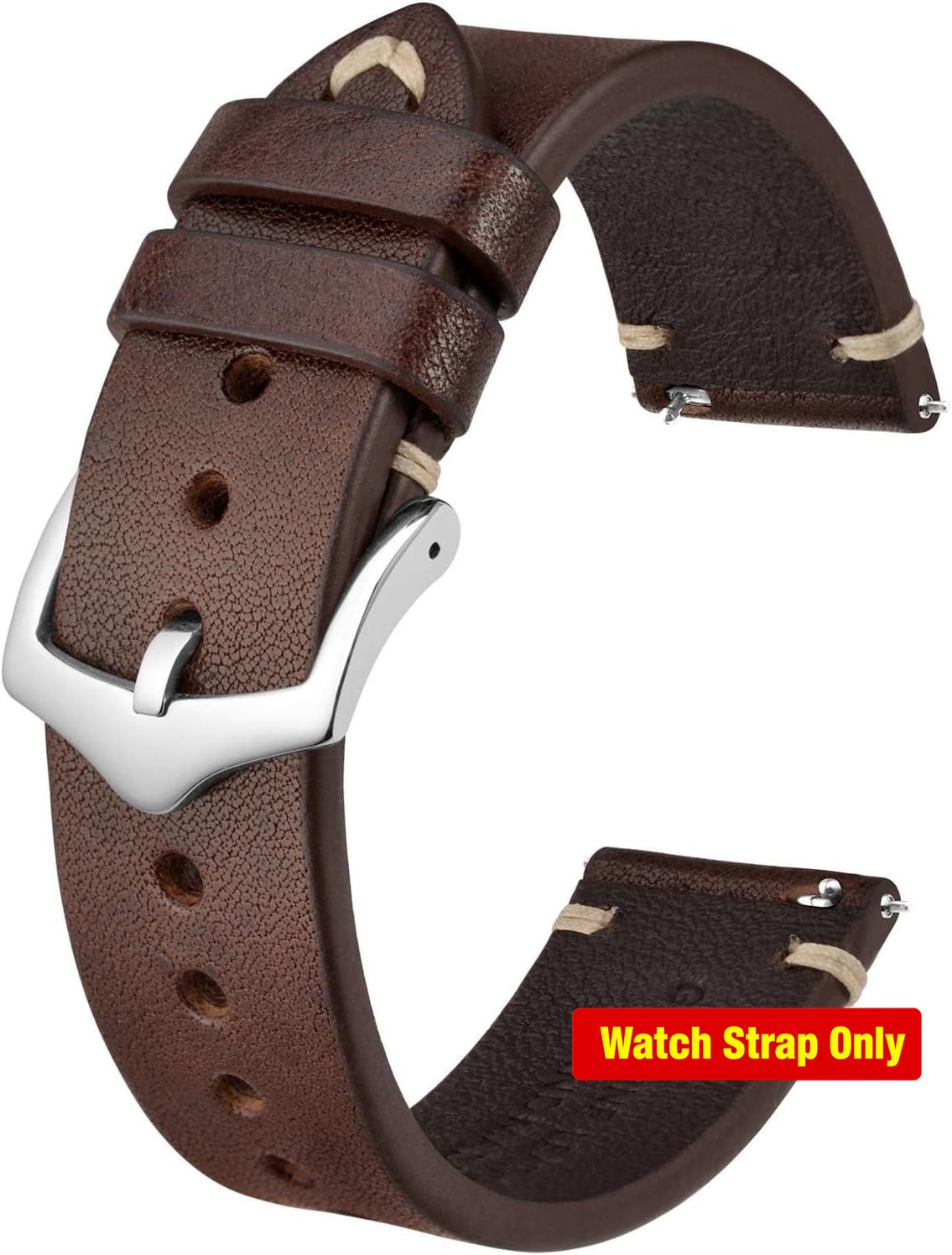 Hand-Stitched Leather Strap Compatible with Men’s Watches 18mm 20mm 22mm
