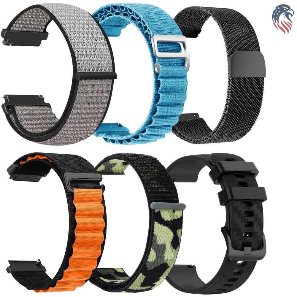 22mm Adjustable Durable Watch Band Compatible with Smartwatches 6 Pack