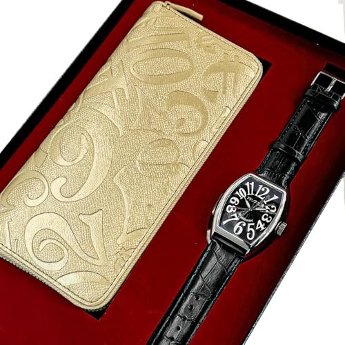 Frank Miura Watch and Long Wallet Set Model No. 6 Lucky Wallet Gold