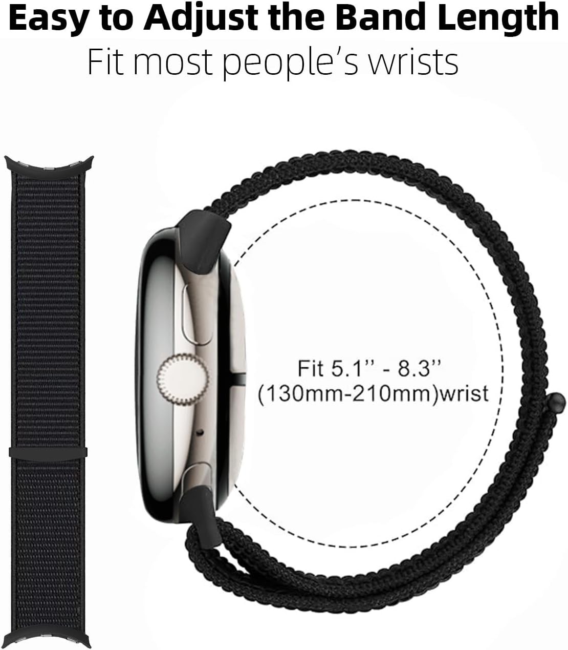 Adjustable Loop Nylon Straps for Google Pixel Watch 41mm – 2 Pack