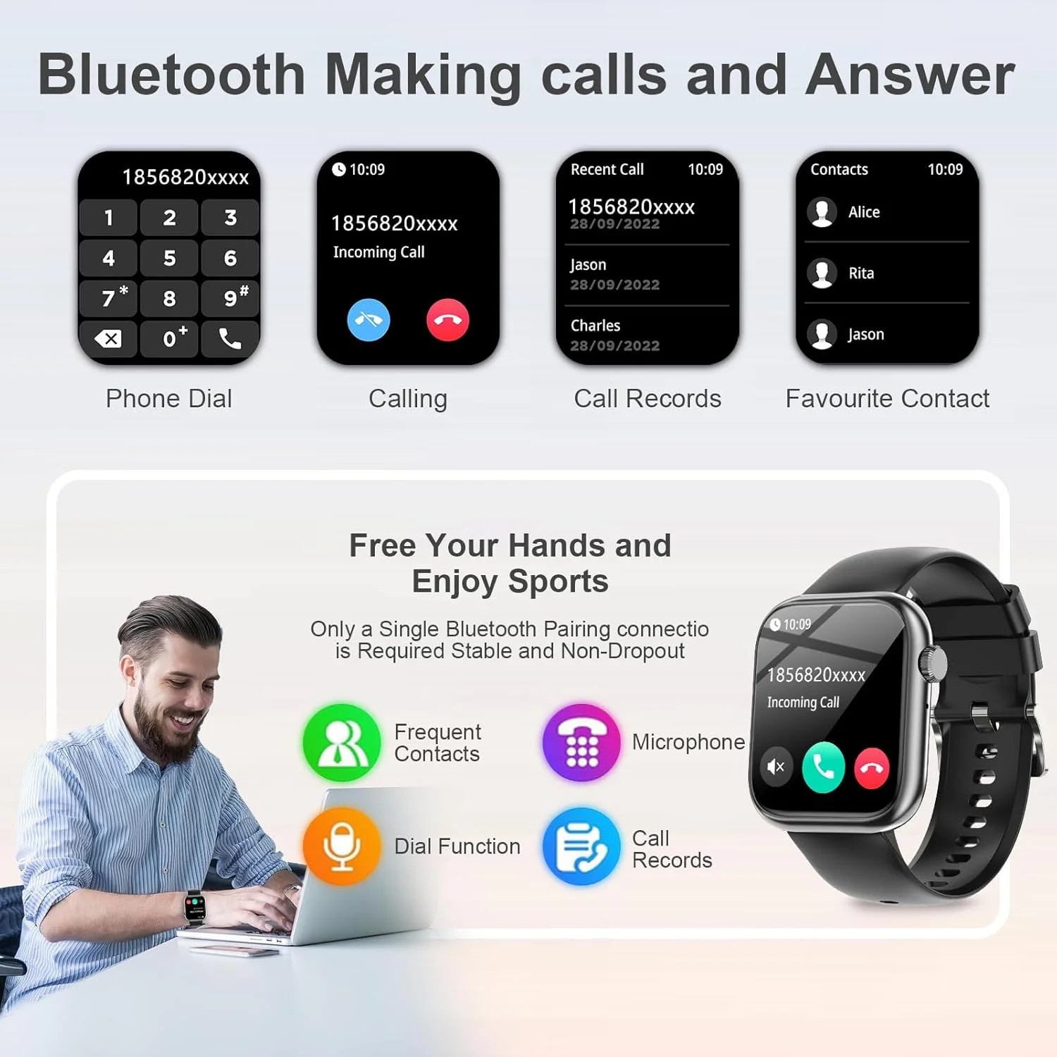 Smart Watch Answer/Make a Call Bluetooth Smart Watch for IOS Android Men’S and W