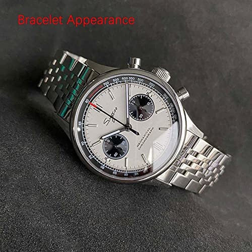 Sugess Mechanical Chronograph Watch Panda Dial 40mm Pilot Style