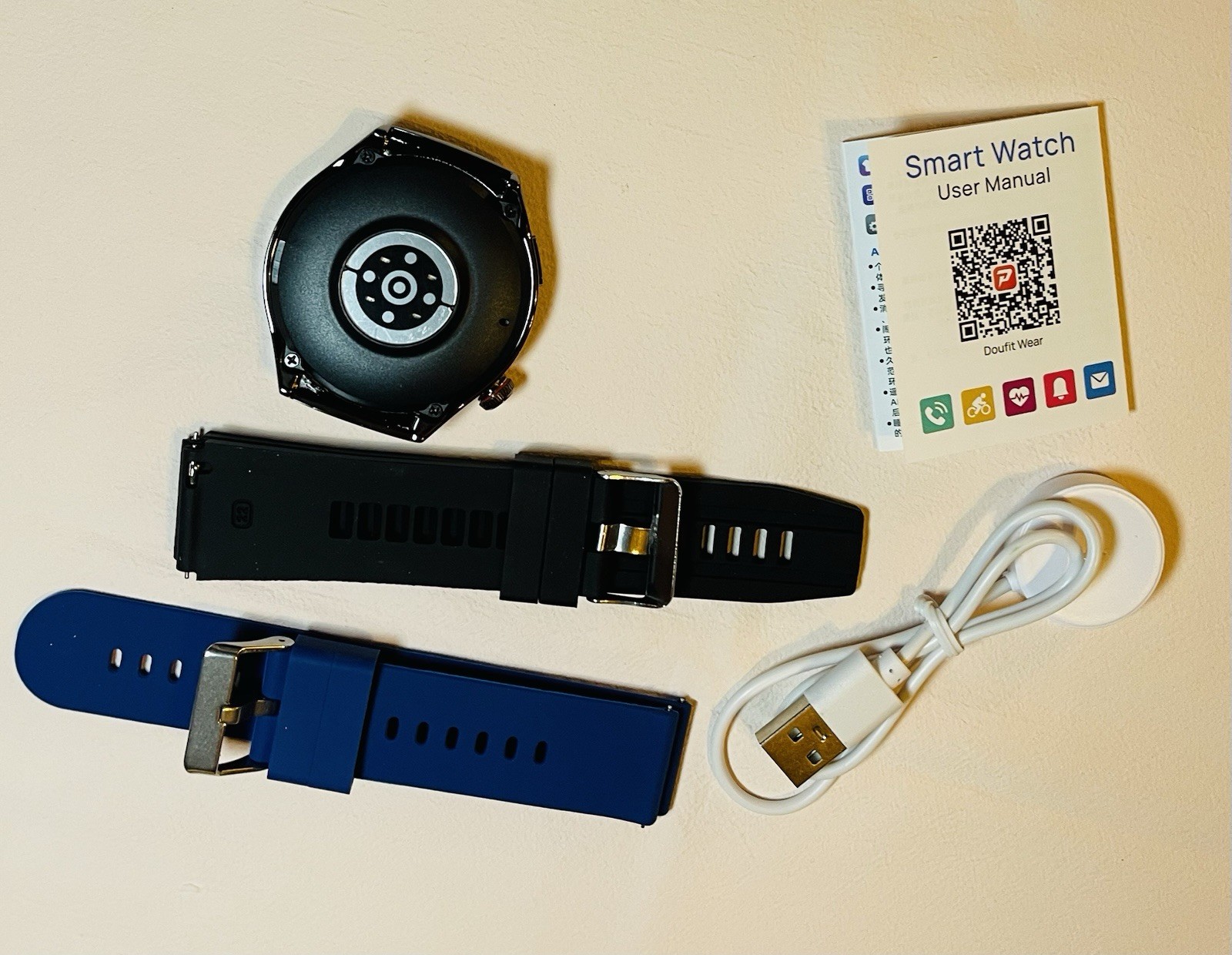 Men’s Smart Watch – BT Call, Sports Fitness Trac, NFC, GPS Blue & Black bands