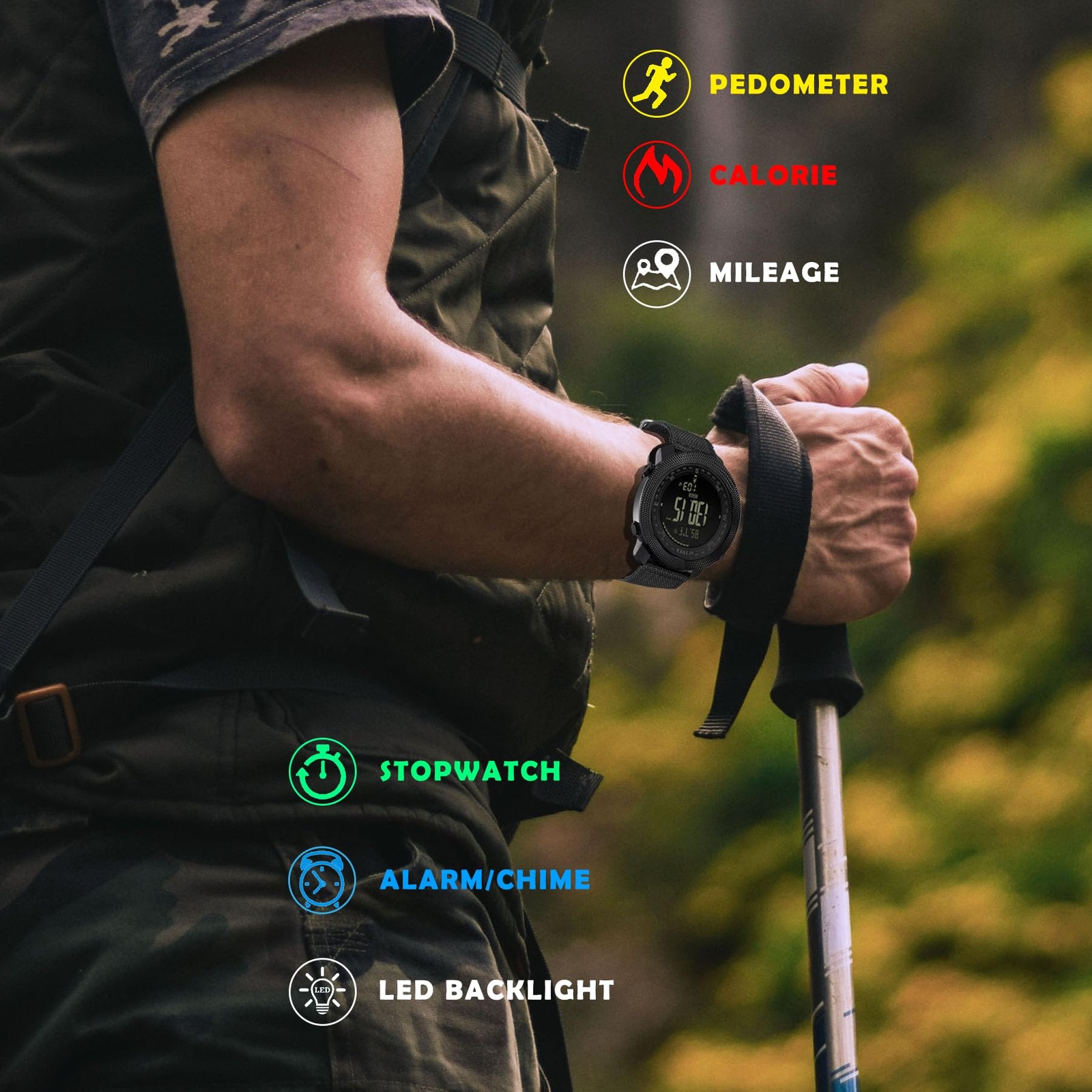 Digital Hiking Sport Watch for Men Tactical Military Altimeter Watch