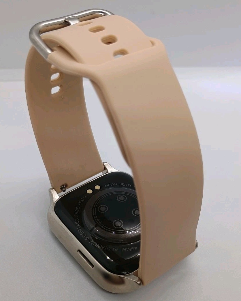 C20 Pro Smart Watch 45mm Gold Silicone Band Heart Rate Sleep Weather Music