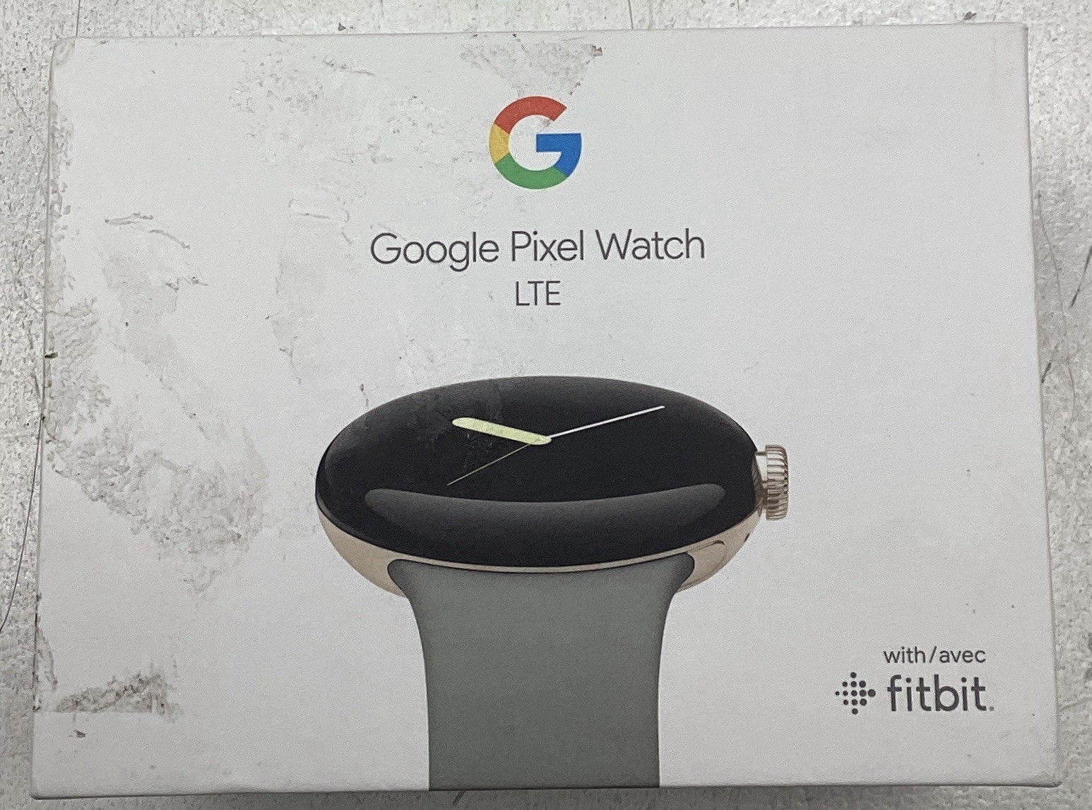 Google Pixel Watch LTE Champagne Gold Case, Hazel Band W/Fitbit 2 Bands Open Box