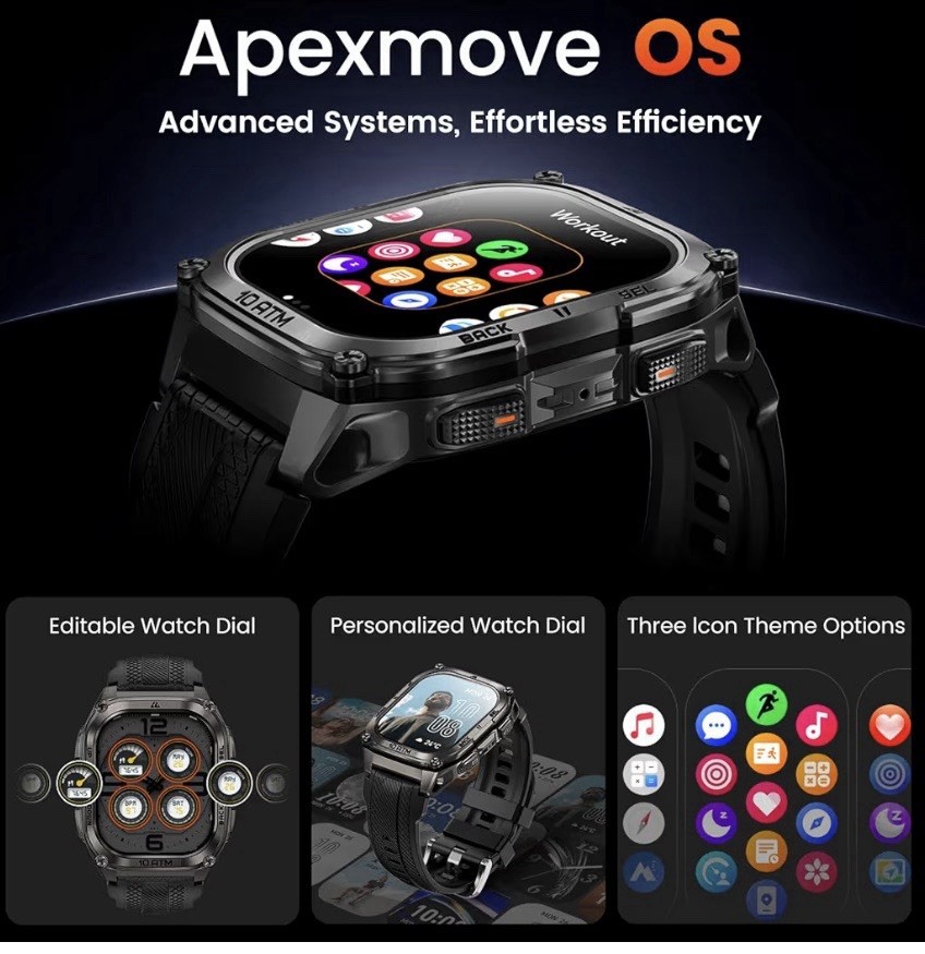 KOSPET Tank M4 Smart Watch, GPS & Offline Maps, 15-Day Battery for Android & iOS