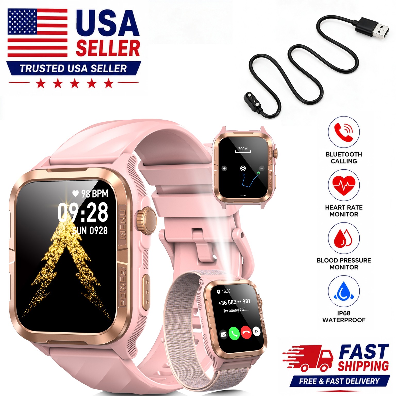 Military Smart Watch with Built-in GPS IP68 Waterproof Fitness Activity Tracker