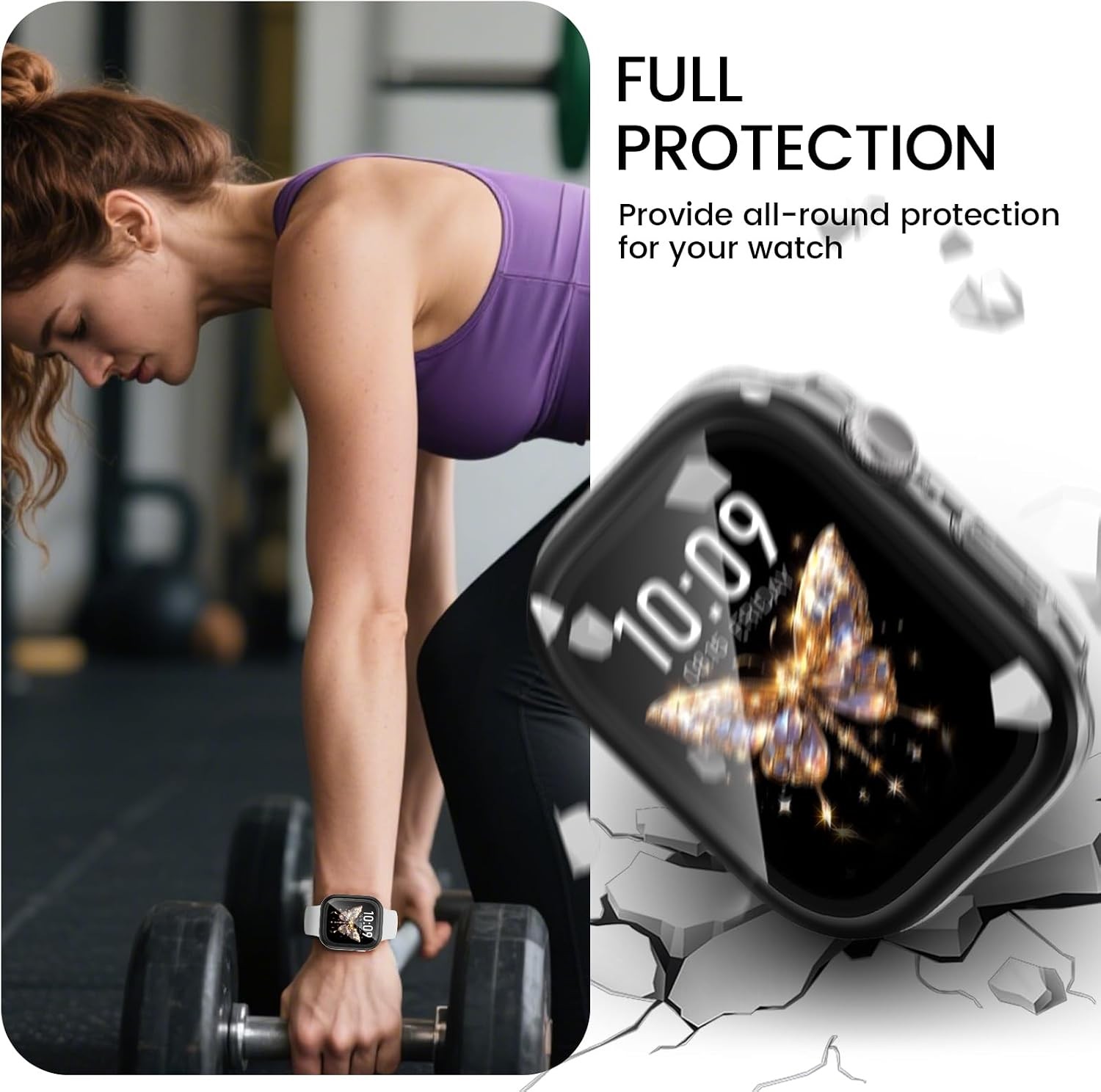 2 in 1 Metal+PC Case for Apple Watch Series 11/10 42mm with Waterproof Tempered