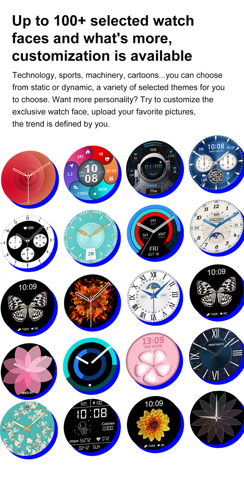 Smart Watch Touch Screen Waterproof Pedometer Activity Tracker for Women Men