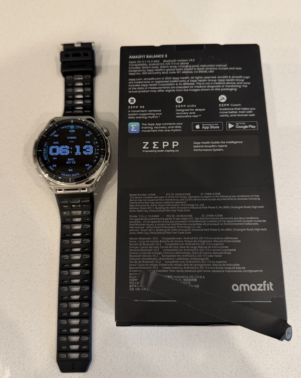 Amazfit Balance 3 51mm Stainless Steel Silver GPS Running Watch Silicone Band