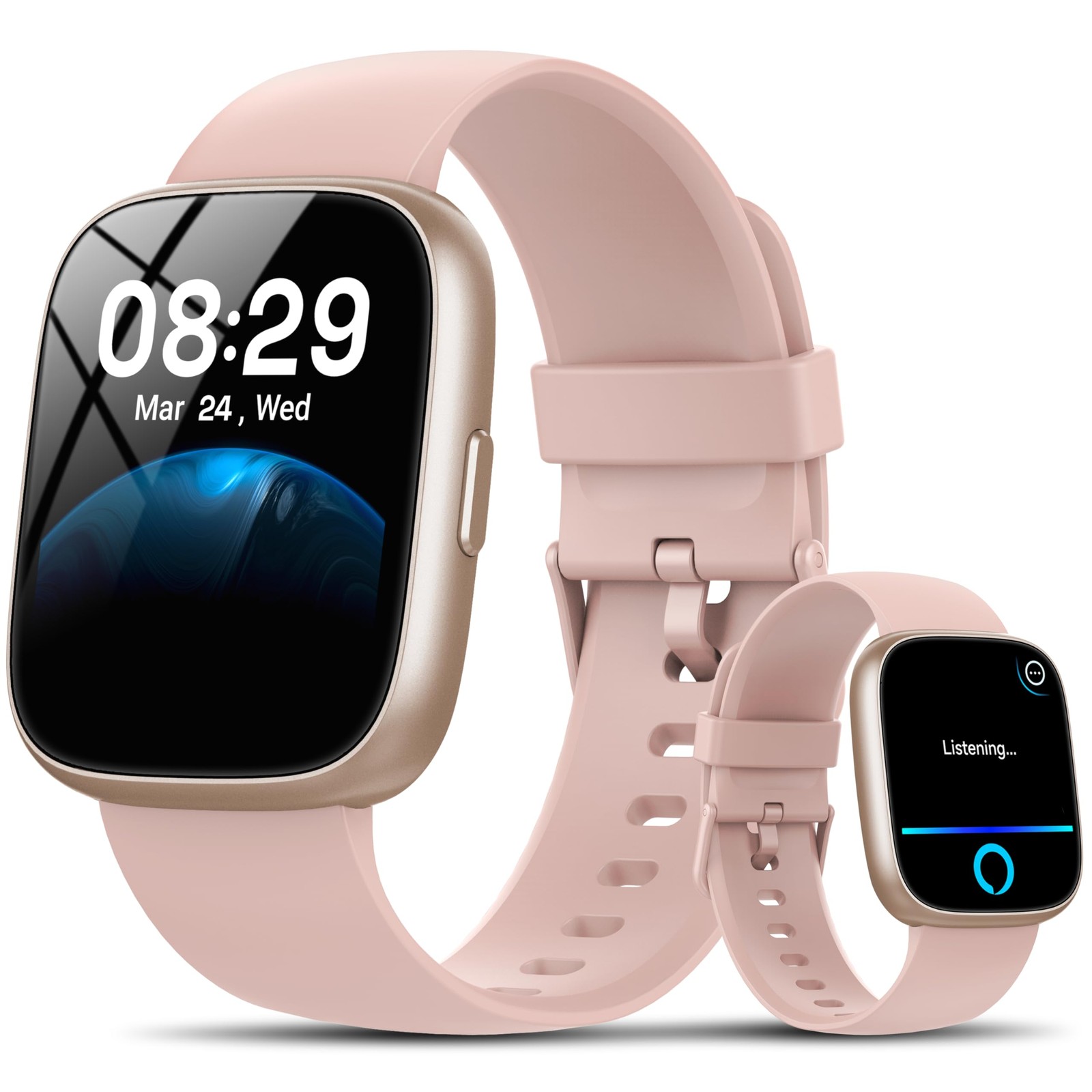 Smart Watch with Alexa Built-in, 1.83″ HD Touchscreen Fitness 15, Dusty Pink