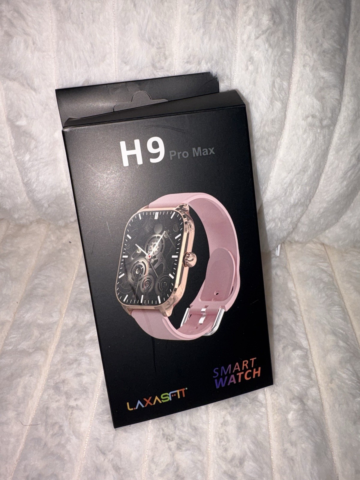 Laxasfit H9 Pro Max Smart Watch Black Silicone Band Black Case