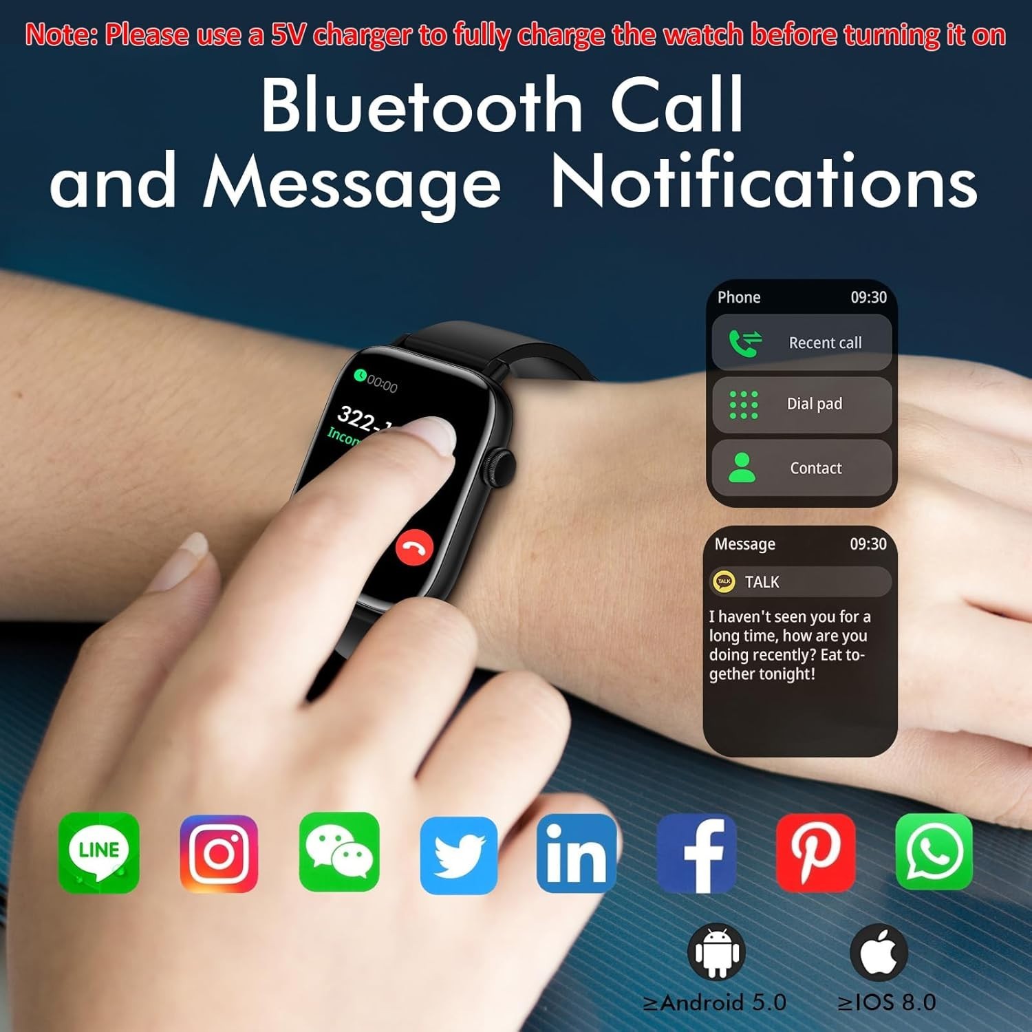 Waterproof 1.9″ Smart Watch – Heart Rate & Sleep Tracker for iOS/Android