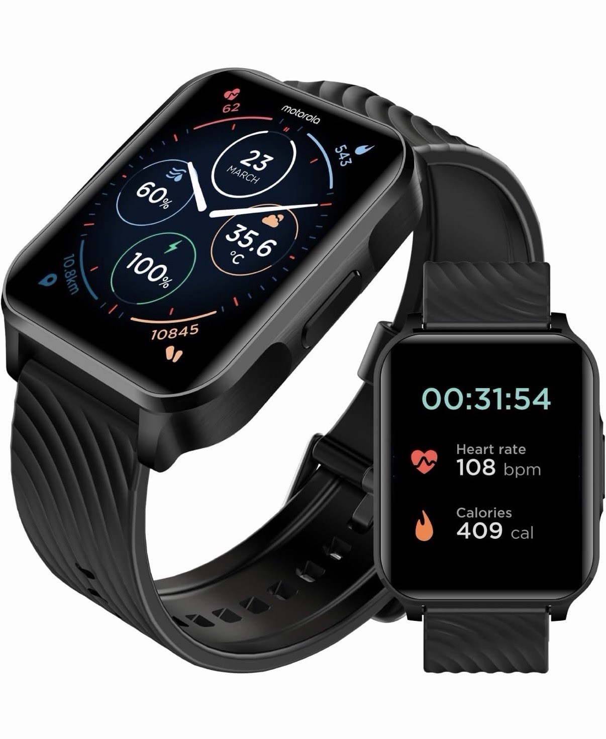 Motorola Moto Watch 70 – Health and Fitness Bluetooth Smartwatch Black MOSWZ70-P