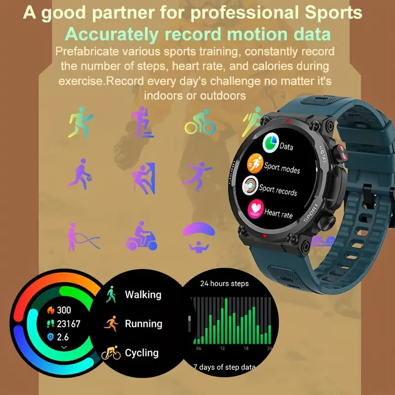 Military Smartwatch For Men And Women, Has Iphone and andrioid calls. NEW