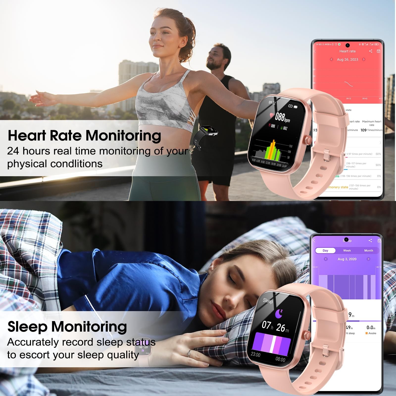 Smart Watch for Men Women(Answer/Make Call), 1.91″ HD Screen Smartwatch Heart…