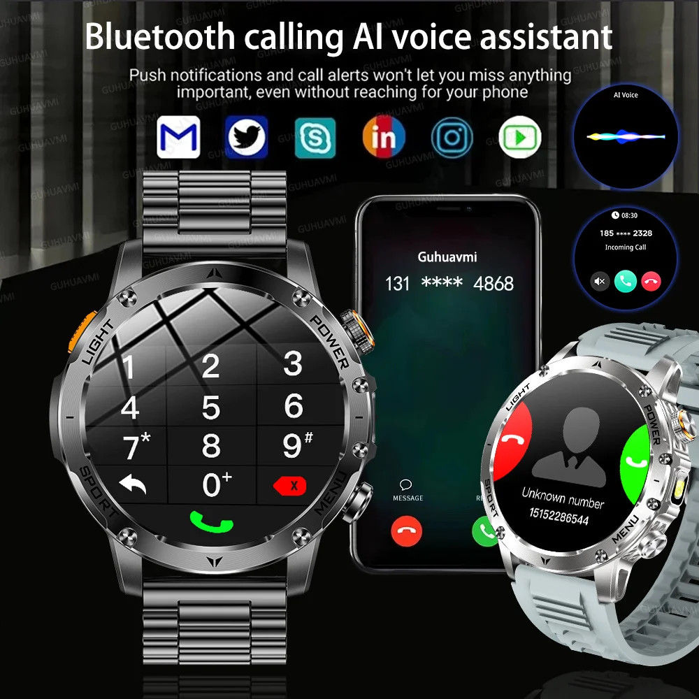 Smart Watch Men 1.7″ AMOLED 1000mAh Bluetooth Call NFC GPS Fitness Tracker