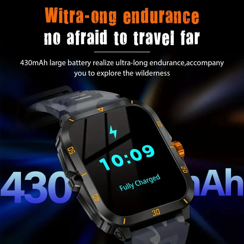 Military Smart Watch Waterproof 1.96″AMOLED Screen Outdoor Tactical High Quality