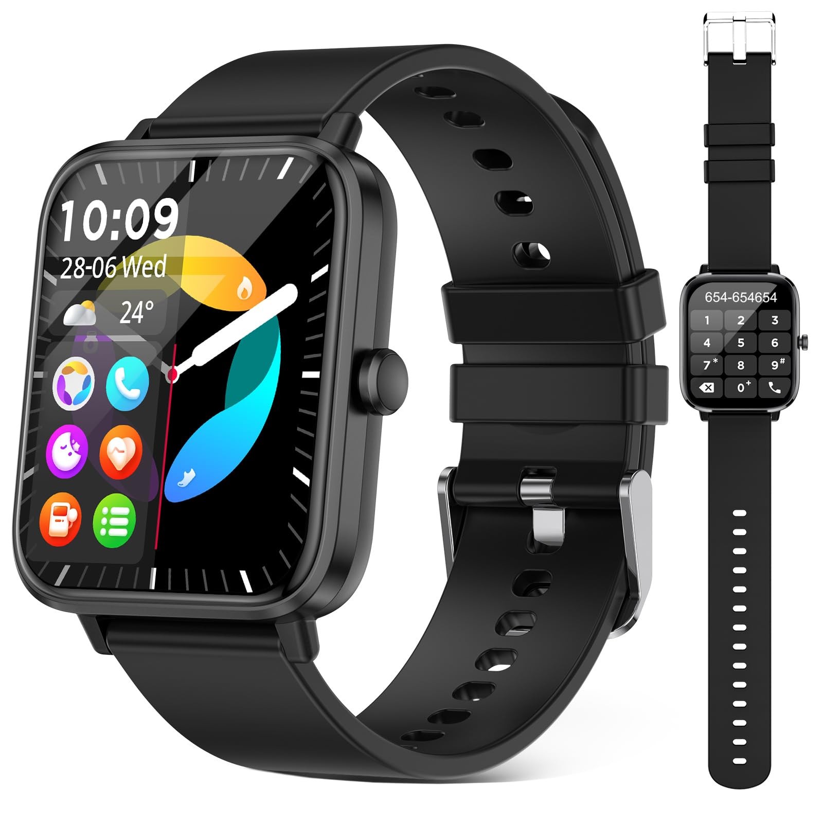 1.85 Inch Smart Watch Answer Call Fitness Tracker Black