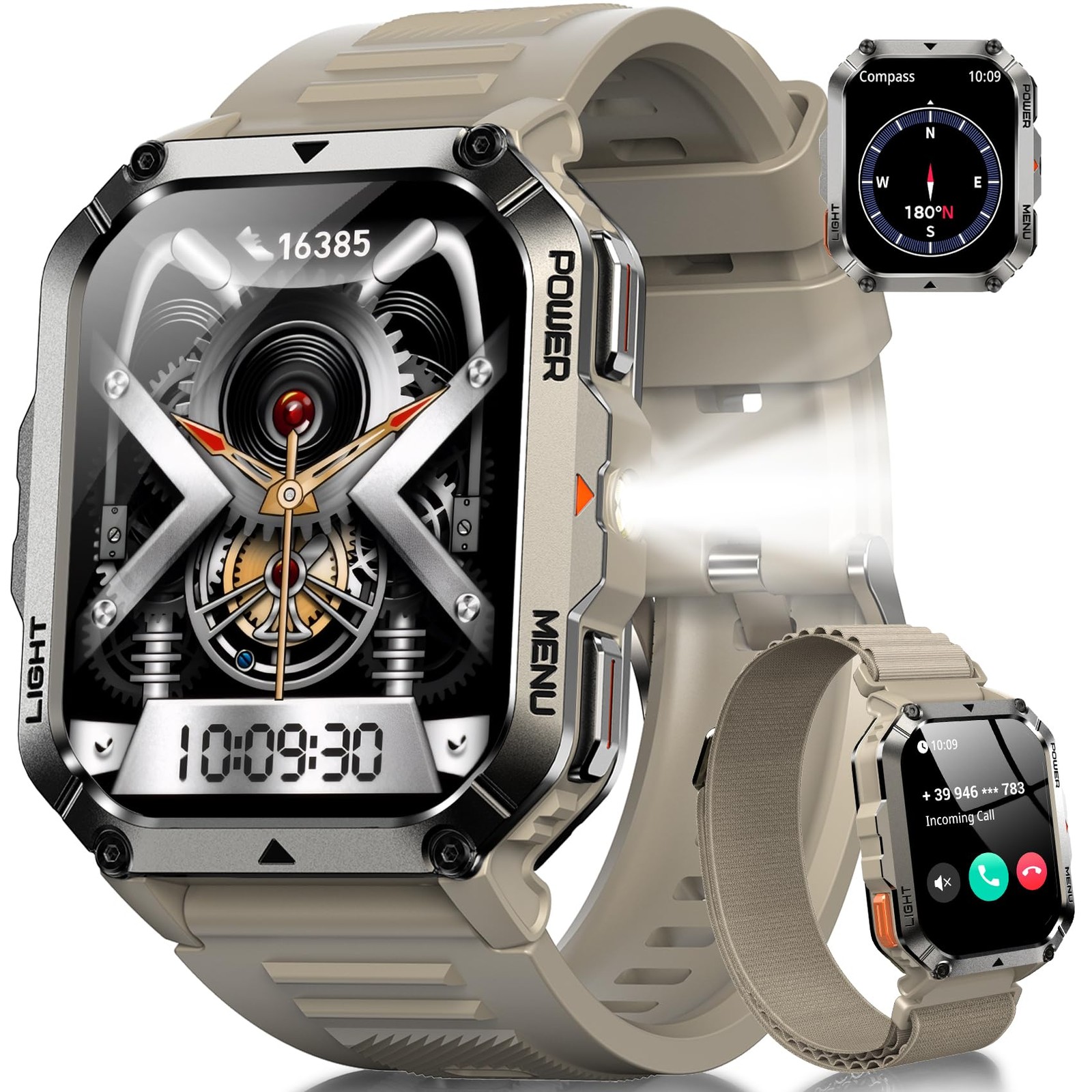 Military Smart Watch for Men (Answer/Make Calls), 2.01″ Fitness Watch Tracker…