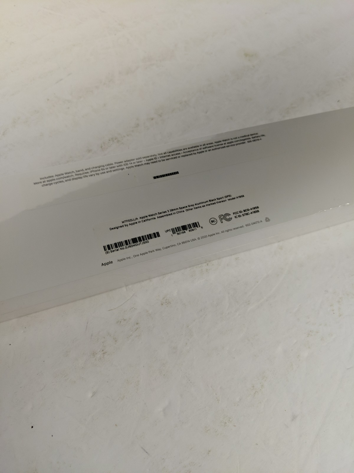 NEW SEALED Apple Watch Series 3 38mm Space Gray Aluminum Case Black Sport Band