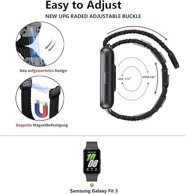 Stretchy Nylon Strap Compatible with Samsung Galaxy Fit 3 SM-R390 Elastic Loop B